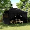 VidaXL Folding Pop-Up Party Tent 4 Sidewalls Black, Tent, Canopy Tent, Gazebo Awning 4005030