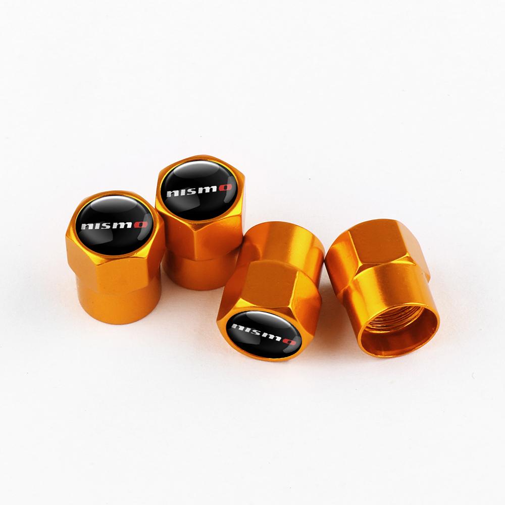 APU1 4PCS Metal Car Badges Wheel Tire Valve Caps Covers Car Accessories For Nissan Nismo X-Trail 1 2 T32 Almera Qashqai Skyline Note