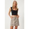 Women's Mink Python Patterned Mini Denim Skirt Ul00042