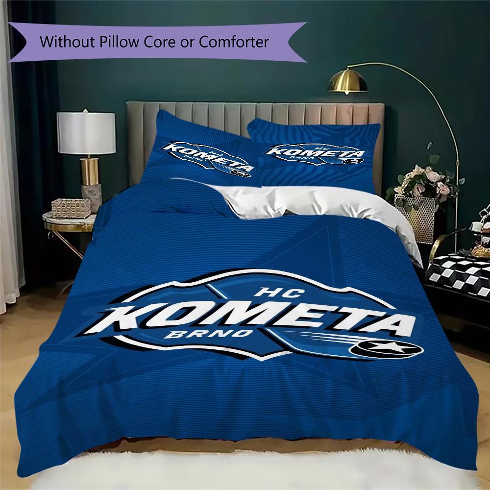 HC Kometa Brno Pattern Bedding uilt Set uilt Cover Pillowcase Home Decoration Birthday Gift (1 * duvet cover + 2 * pillowcase without core)