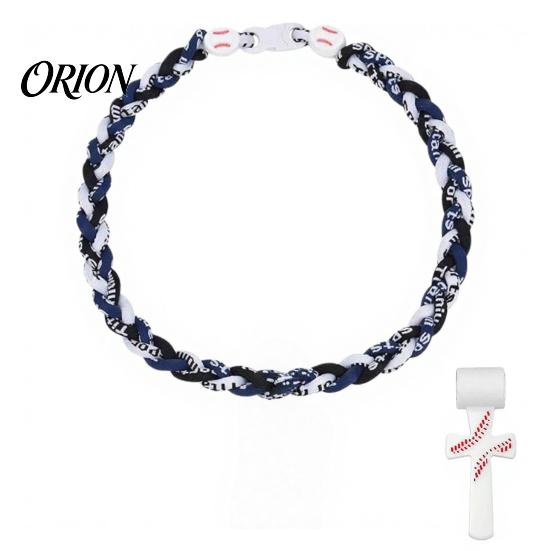 Stainless Steel Crossroads Pendant Triple-Rope Baseball Necklace, Braided Rope Design Necklace with Crossroad Pendant, Team Spirit Gift Sports
