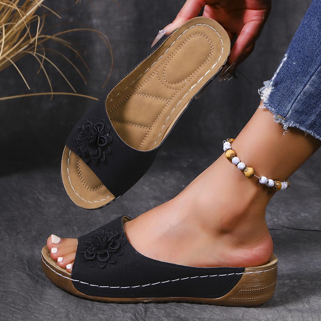 Модные летние сандалии женские туфли нескользящая обувь для ходьбы обувь слипоны женские сандалии на танкетке праздничные тапочки женская обувь