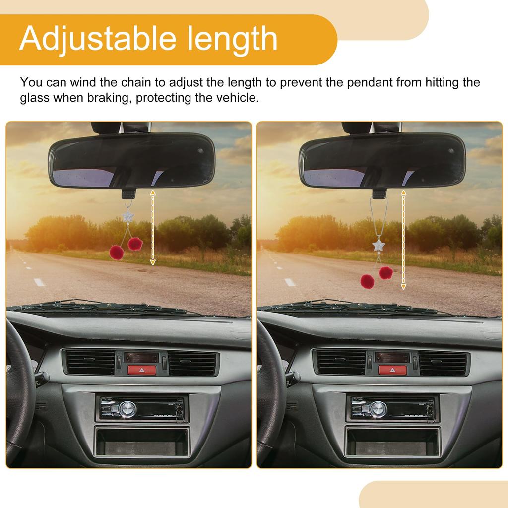 Partuto 1pcs Artificial Crystal Peach Heart Mink Hair Car Rear View Mirror Pendant Accessories Car Hanging Ornament Blue