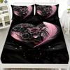 1pc Fitted Sheet Set Black Pink Feather Rose 3D Print 100% Polyester Cover Breathable Bedding Set Home Decor Without Pillowcase