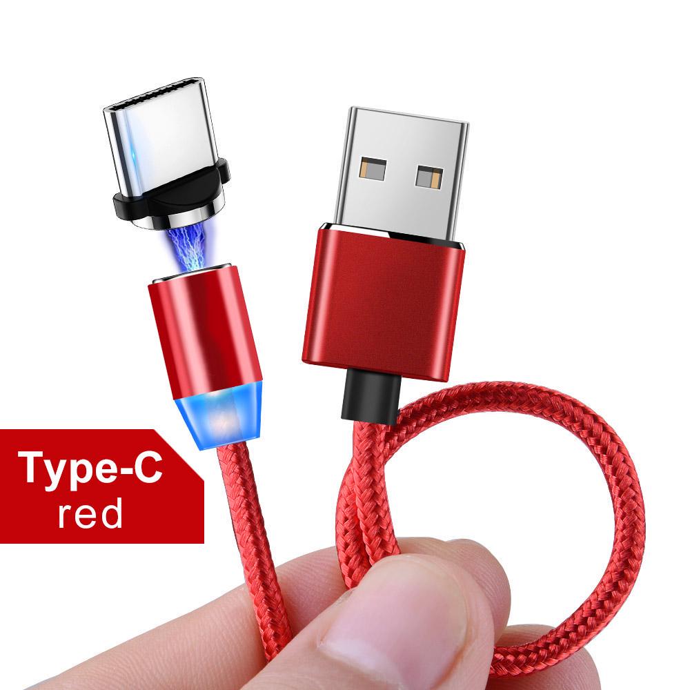 Светодиодный магнитный магнит Магнит для быстрой зарядки Кабель Micro USB Type C для синхронизации данных iPhone
