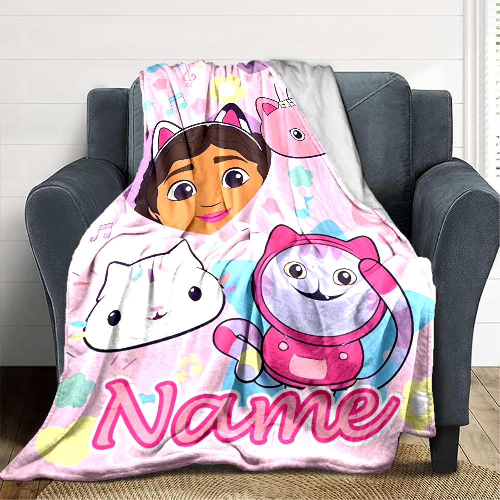Customiz Name Personality Gabby's Dollhouse Blanket Soft &Warm Sofa Office Bed Travel Lunch Break Blanket, Gift Suitable All Seasons