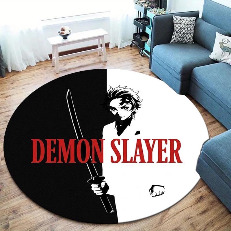 Коврик для пола Demon Slayer Kimetsu No Yaiba, круглый ковер, ковер для гостиной, спальни, дивана, игровой комнаты, нескользящий коврик