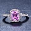 Luxury Female Girl Big Crystal CZ Stone Ring Color White Blue Purple Green Wedding Rings For Women