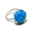 Copper Blue Turquoise Gemstone 925 Sterling Silver Jewelry Ring Size Adj. GK-6025