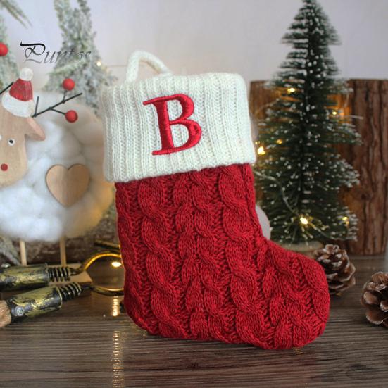 Рождественский носок с ремешком, большая емкость, насыщенный цвет, классический дизайн с буквами, чулок, подвесное украшение