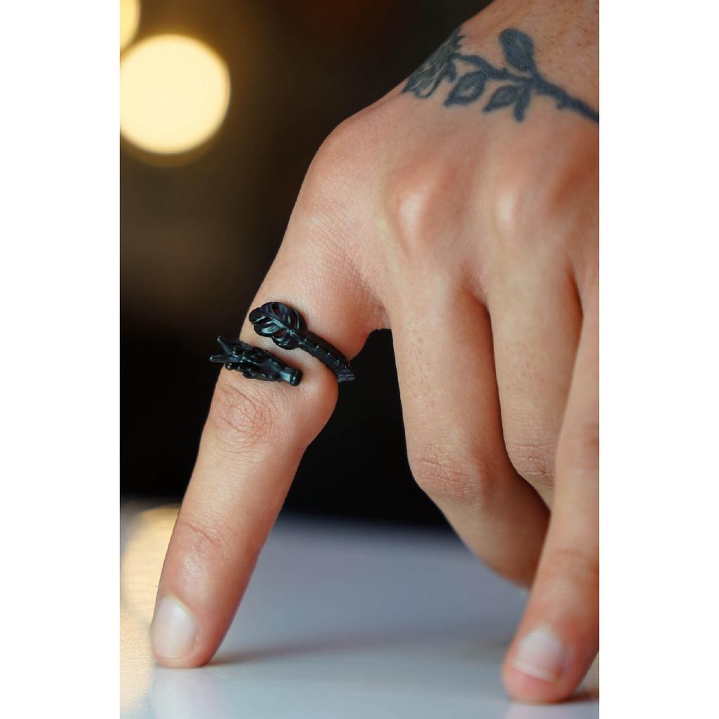 Регулируемое кольцо модели дракона с черным покрытием