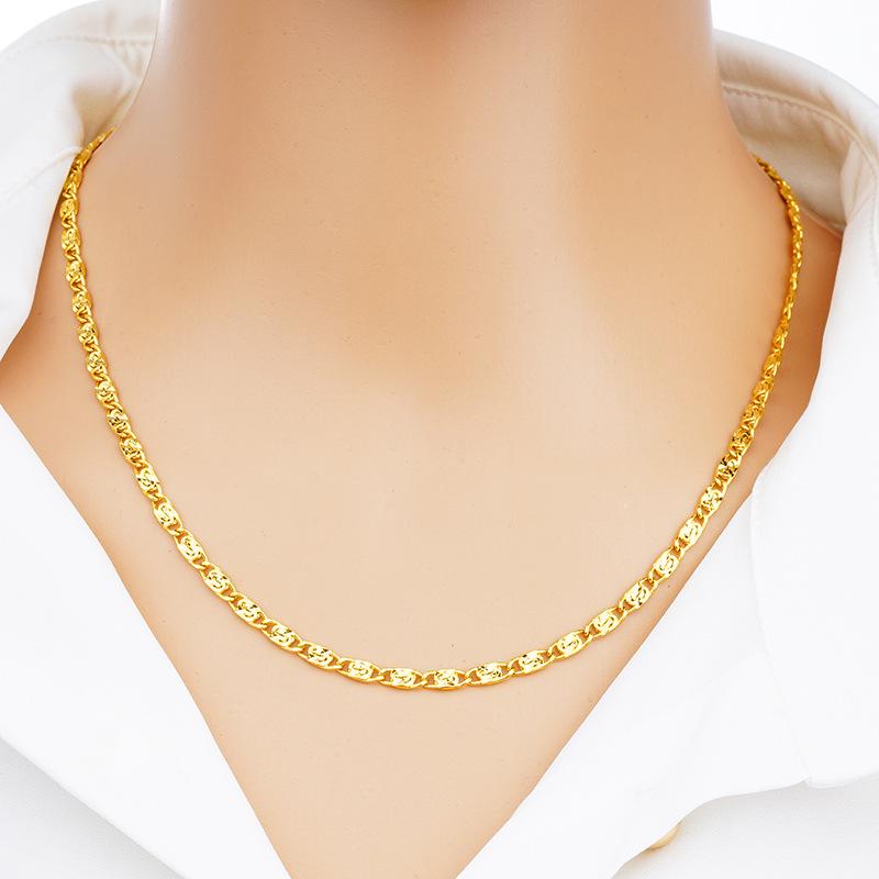 Ожерелье с золотым покрытием из вьетнамского песка, европейская/японская цепочка с ключицами