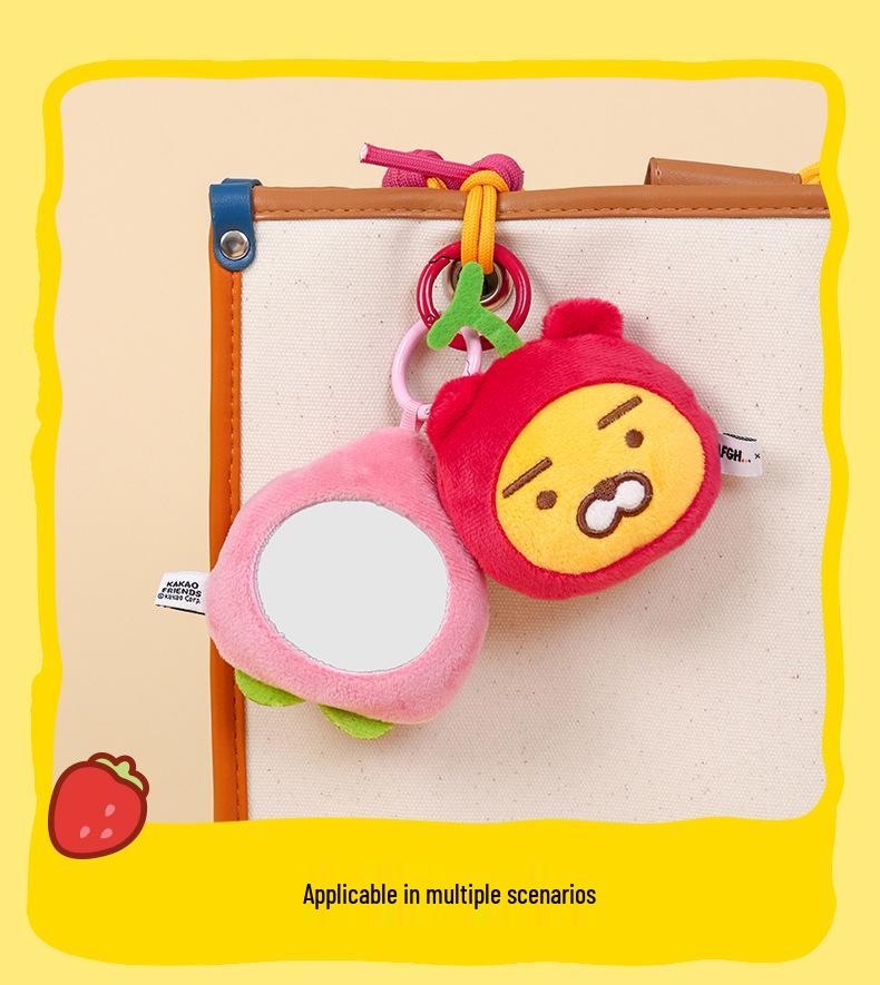 KAKAO FRIENDS Райан Лев Фруктовый Плюшевый Ручной Зеркальце и Брелок-Шарм для Сумки