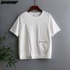 Dimanaf 2025 Women T-Shirt Zipper Female Solid O-Neck Cotton Loose Short Sleeve Tops&Tees