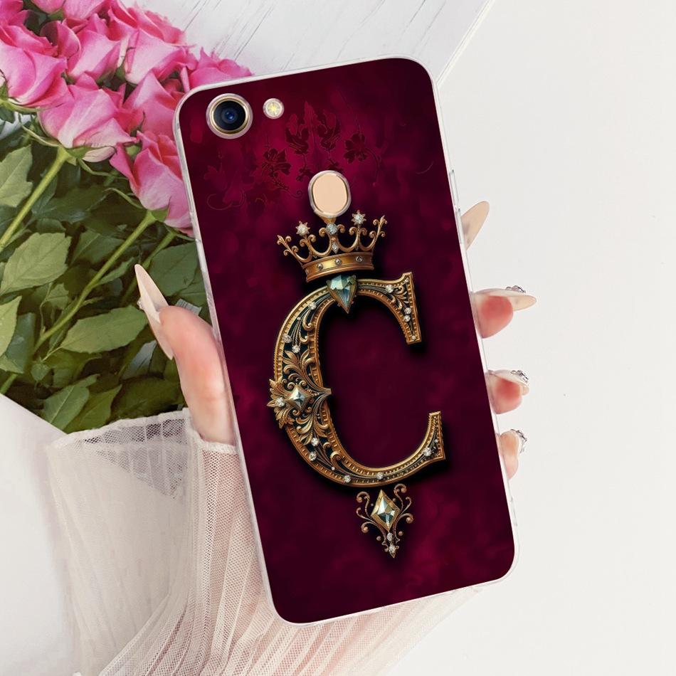 For OPPO F5 F7 Royal Crown Initial Letter Couple Phone Case For Oppo F7 F 5 F5 Youth Soft Silicone TPU Covers Bumpers