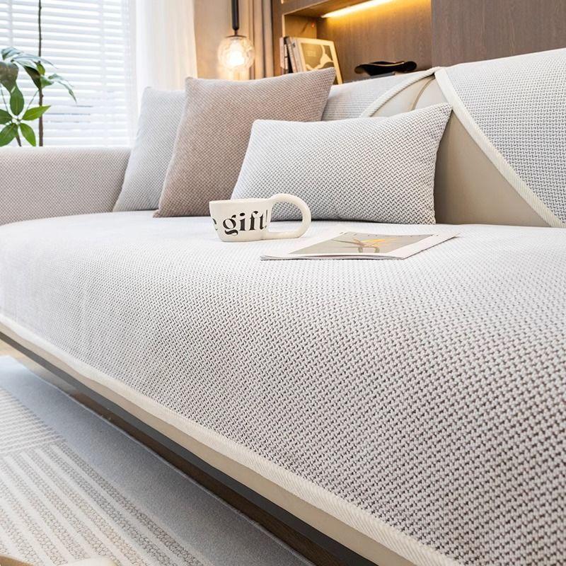 Autumn Winter Chenille Sofa Cover Living Room Solid Color Sofa Cushion L Shaped Sofa Cover Non-Slip Couch Armrest Backrest Mat