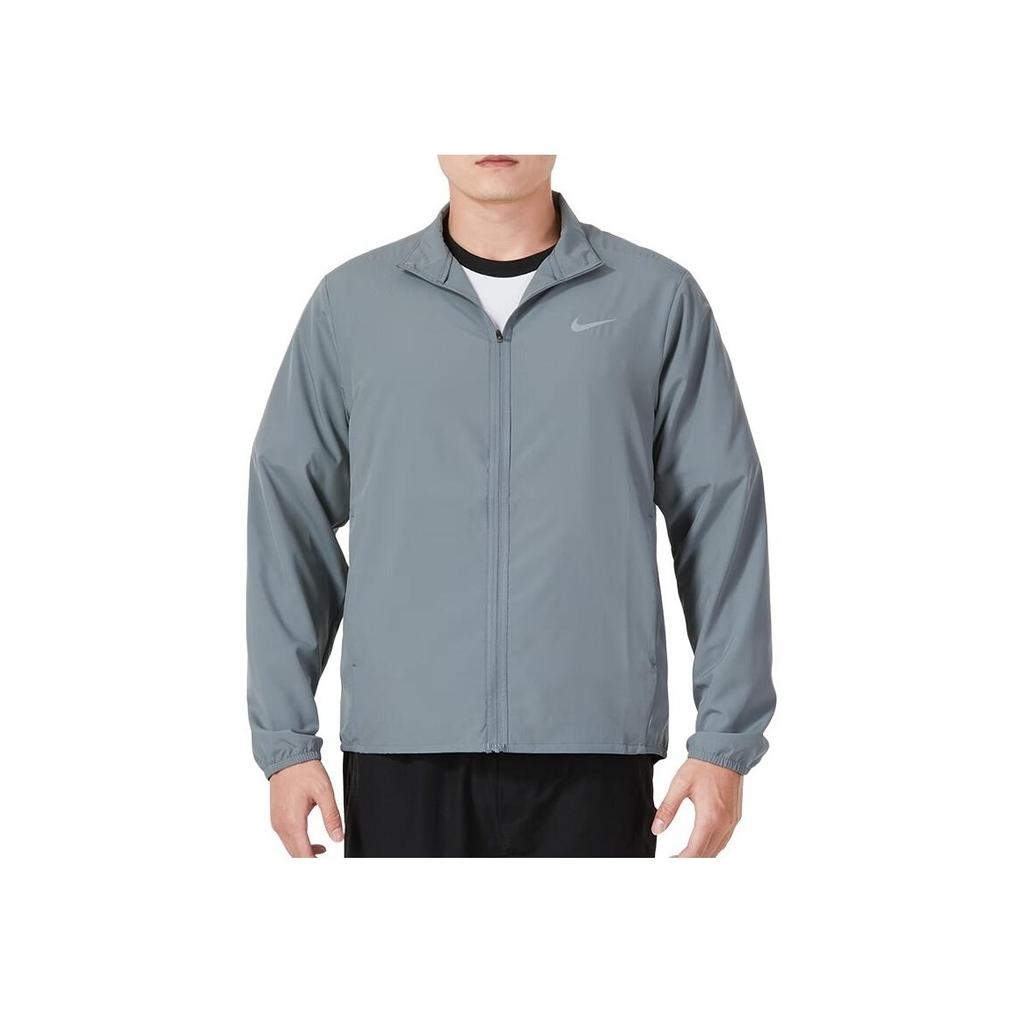 Nike Dri-Fit Однотонный логотип Быстросохнущая дышащая ветрозащитная спортивная повседневная куртка с воротником-стойкой Мужские куртки Дымчато-серые FB7500-084
