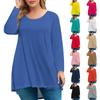 Women's Fashion Large Size Round Neck Long Sleeve Casual Solid Color Loose Pullover Top