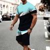 Summer Men's Sportswear Short-sleeved T-shirt Suit Two-piece Outdoor Travel Clothing Oversized Shorts Training Clothes