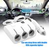 3 Way Car Cigarette Lighter Socket Splitter 2 USB Ports Charger Power Adapter