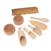 8-Piece Sensory Play Wooden Bowl Set, Montessori Sensory Bin Tool Pretend Play Dish Set with Scoop Bowls, Kids Fine Motor Skills Learning Game, Ages