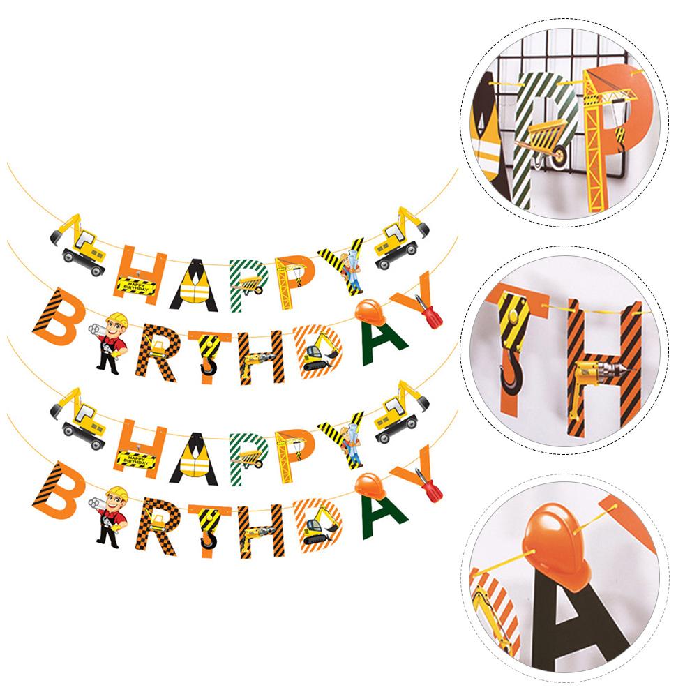 2 шт. Инженерная машина вытягивает цветы С Днем Рождения Баннер Украшения Строительство Fornite Орнамент Дом Ребенок