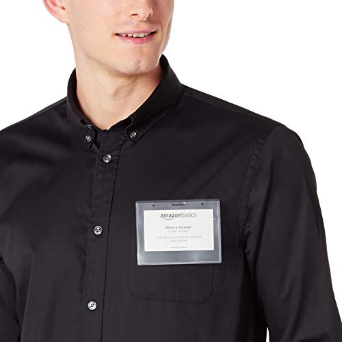 Amazon Basics Магнитные держатели для бейджей, Горизонтальные, Упаковка 100 шт., Прозрачные