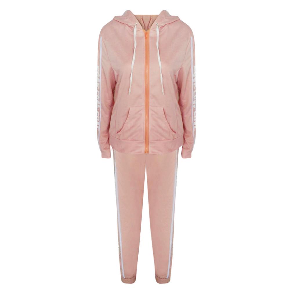 Модные женские повседневные полоски на молнии с длинным рукавом, пулов, спортивные топы + длинные брюки