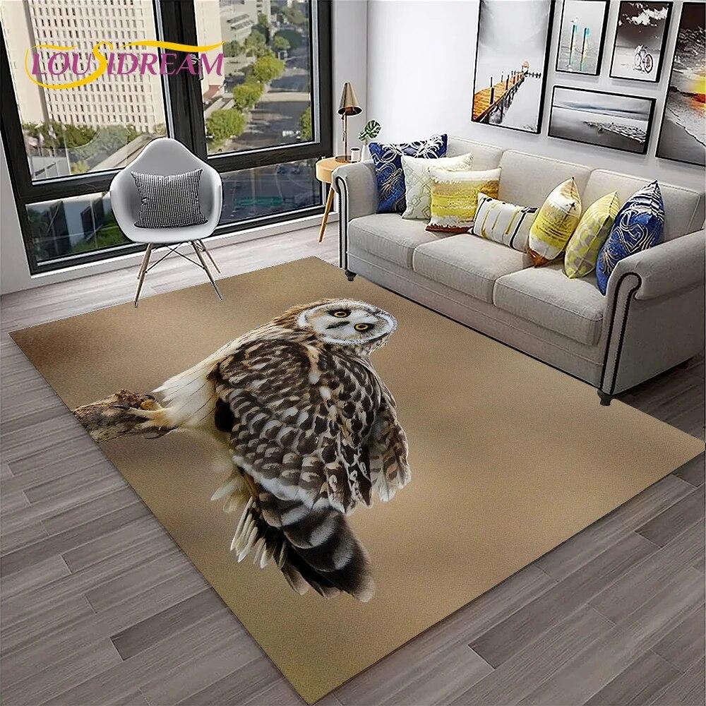 3D Cartoon Cute Owl Series Carpet Rug for Home Living Room Bedroom Sofa Kitchen Doormat Decor,Child Area Rug Non-slip Floor Mat