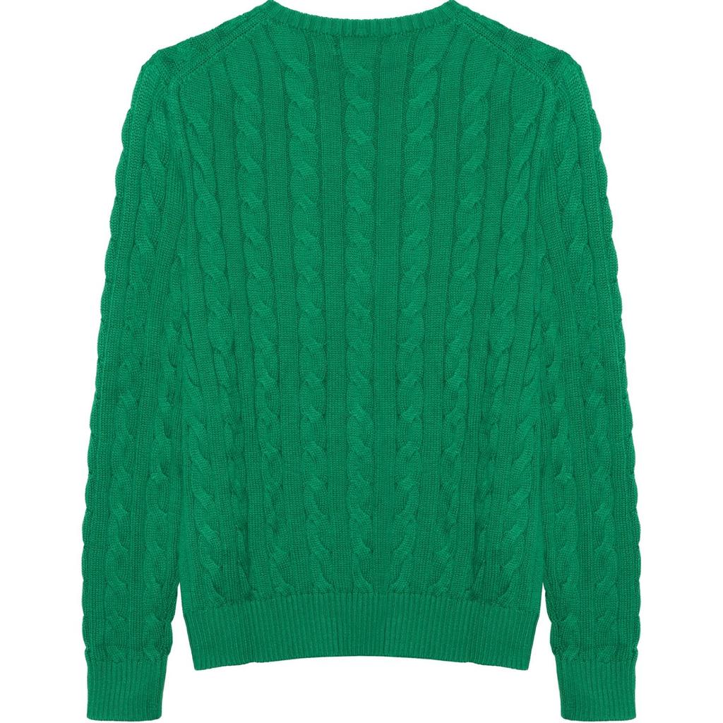 Polo Ralph Lauren Ss22 Solid Color Logo Embroidered Cable Knit Sweater Men Sweater Green 710775885-042