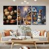 Merry Christmas Holiday Decorative Canvas Painting Nordic Santa Claus City Snow Scene Posters Living Room Wall Art Home Decor