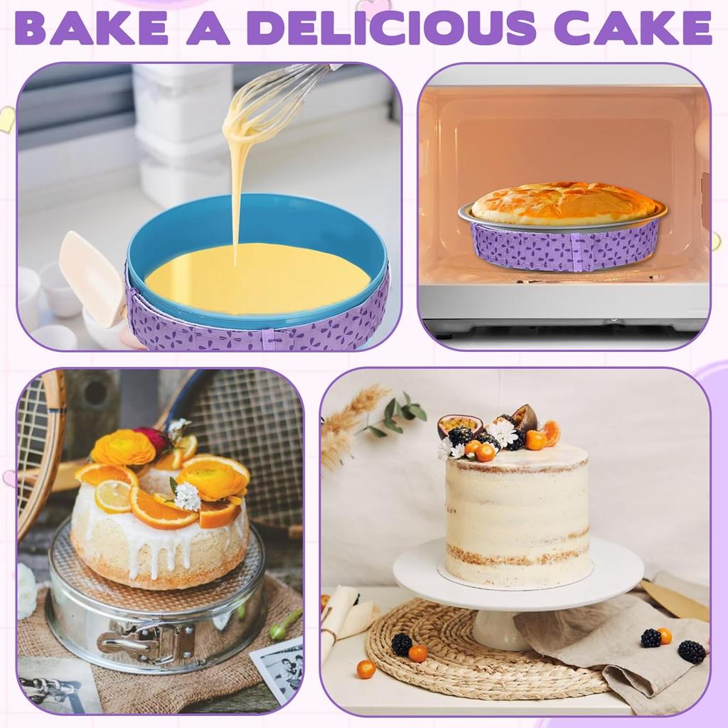 4 Pcs Cake Strips, Washable Reble Cake Pan Wraps for Even Baking Convenient Cakes Bakings Supplies for Kitchen Bakery Restaurant to Evenly Moist