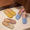 Baotou Half Slippers Women's Outer Wear 2025 Autumn and Winter New Niche Square Head Velvet Casual Versatile Soft-soled Muller Shoes