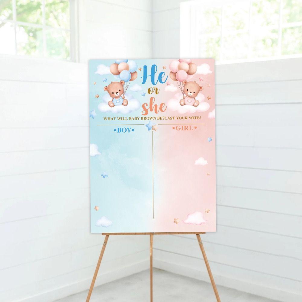 Праздничный плакат «Мальчик или девочка» с наклейками Он или Она Плакат Доска для объявлений Детский душ
