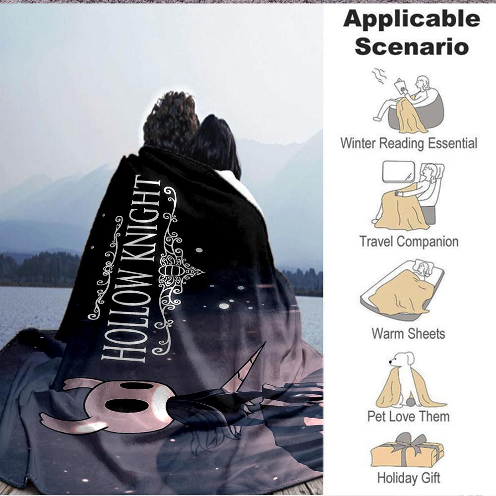 1Pc Hollow Knight Adventure Flannel Blanket, Soft And Comfortable, Casual Warm, Camping Travel, Christmas, Halloween Xmas Gift Y182