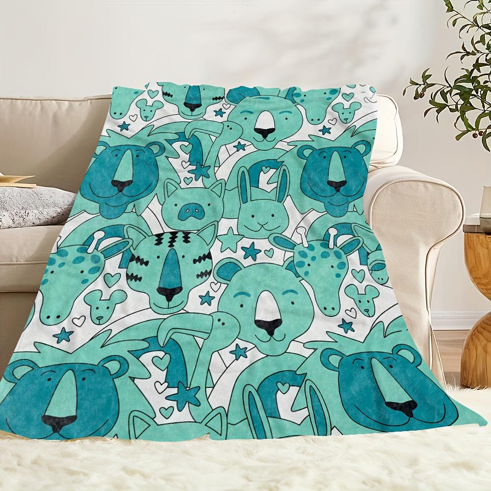 1pc Cozy Animal Theme Flannel Blanket - Soft Breathable Polyester, High-Definition Digital Print, All-Season Use, Machine