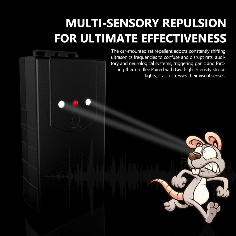Car Under Hood Animal Repeller Rodent Rat Repellent Mice Repeller Deterrent Device with LED Strobe Light Support 3