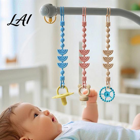 BPA-free Pacifier Leash Silicone Clip with Teether for Infants BPA-Free Chewable Baby Anti-Drop Holder Non Metallic Chain 0-24 Months Boil-Safe