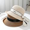 Уличная шляпа-котелок 2025 года с небольшим ароматом для детей, летняя модная соломенная шляпа с бантом, пляжная шляпа для отдыха на море
