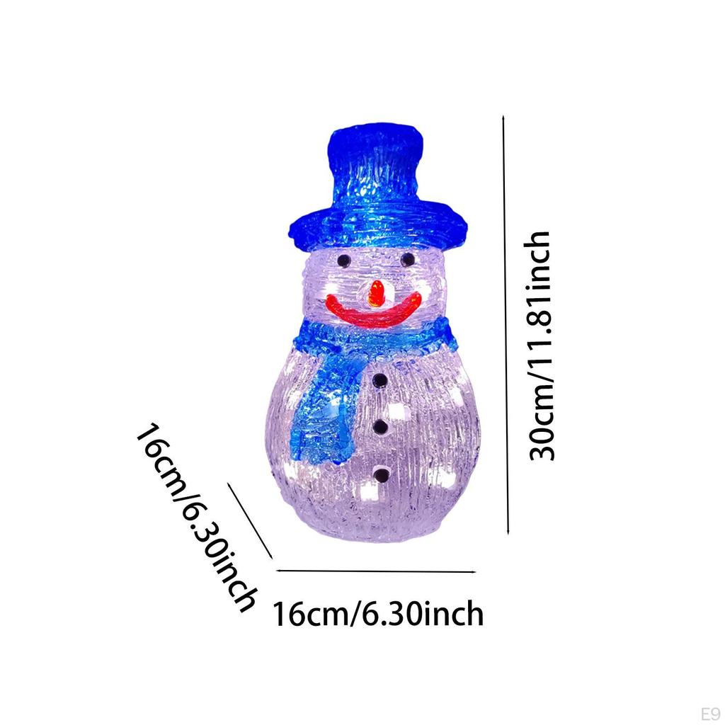 Christmas Glowing Snowman Decoration Decor for Room Indoor Outdoor Red Hat Height 22cm
