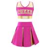 Kids Girls Cheerleading Costume Cheerleader Uniform Sleeveless V Neckline Letter Print Crop Top with Elastic Waistband Skirt