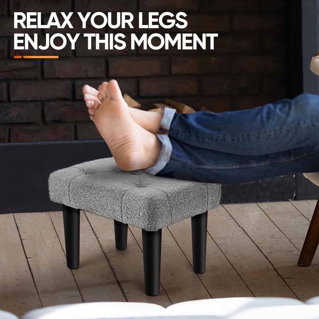 Маленькая подставка для ног пуф на ножках, плюшевый вельветовый табурет для офиса, гостиной, общежития, спальни | Серый