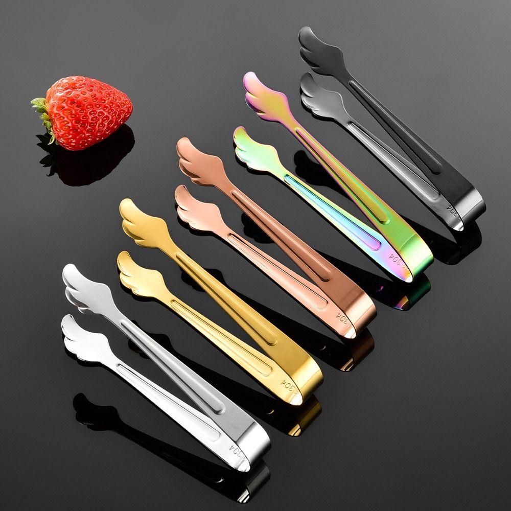 Colorful Coffee Sugar Clip Stainless Steel Ice Cube Tong Food Serving Tool BBQ Clip For Bar