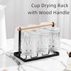 Подставка для стаканов, сушилка, подставка, металлический органайзер для сушки с деревянной ручкой для кружек, стаканов, бутылок, нескользящий 6 подстаканников для домашнего офиса, кафе-бара
