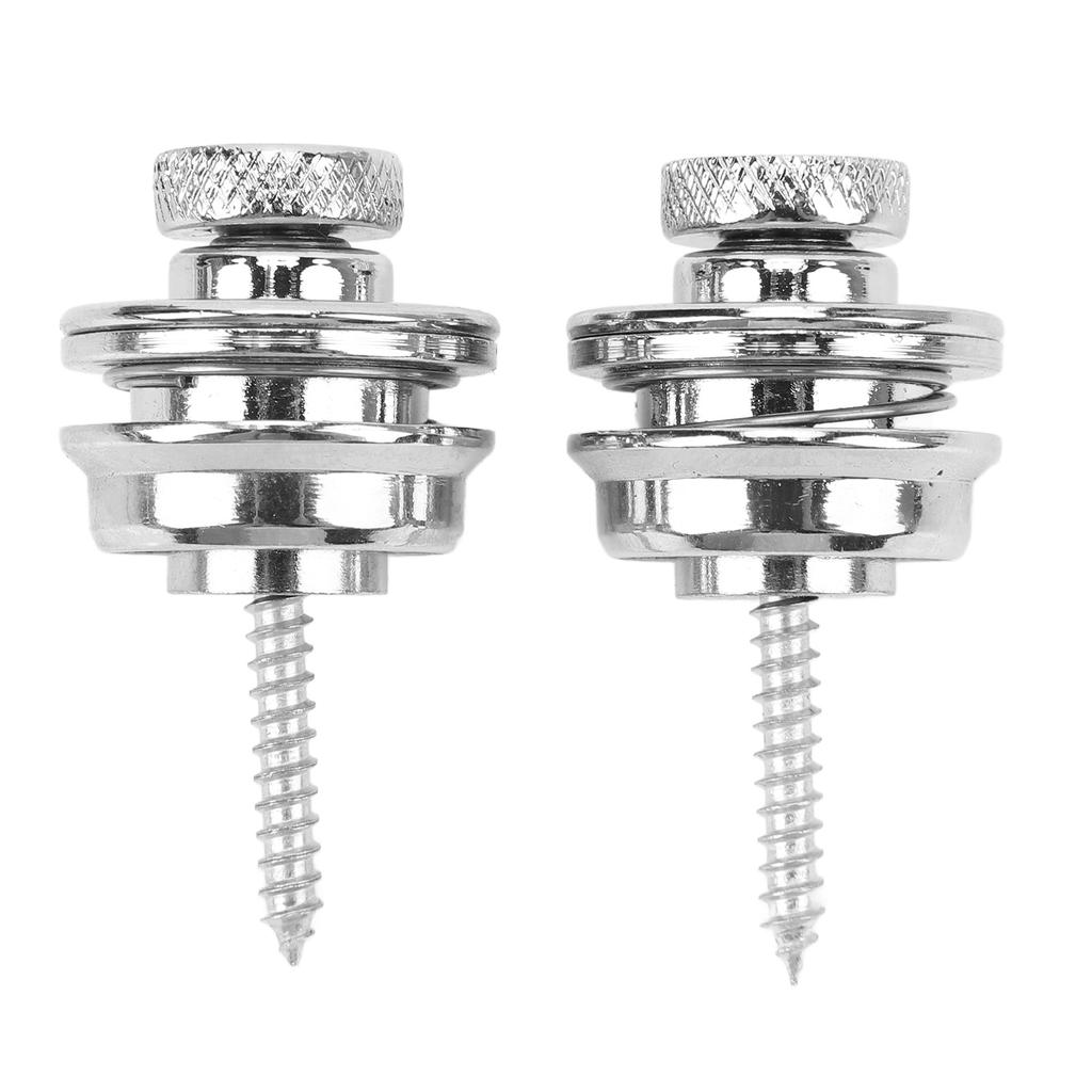 2Pcs Guitar Strap Locks Security Buttons Heavy Duty Metal Flat Round Head Non Slip Fall Resistant