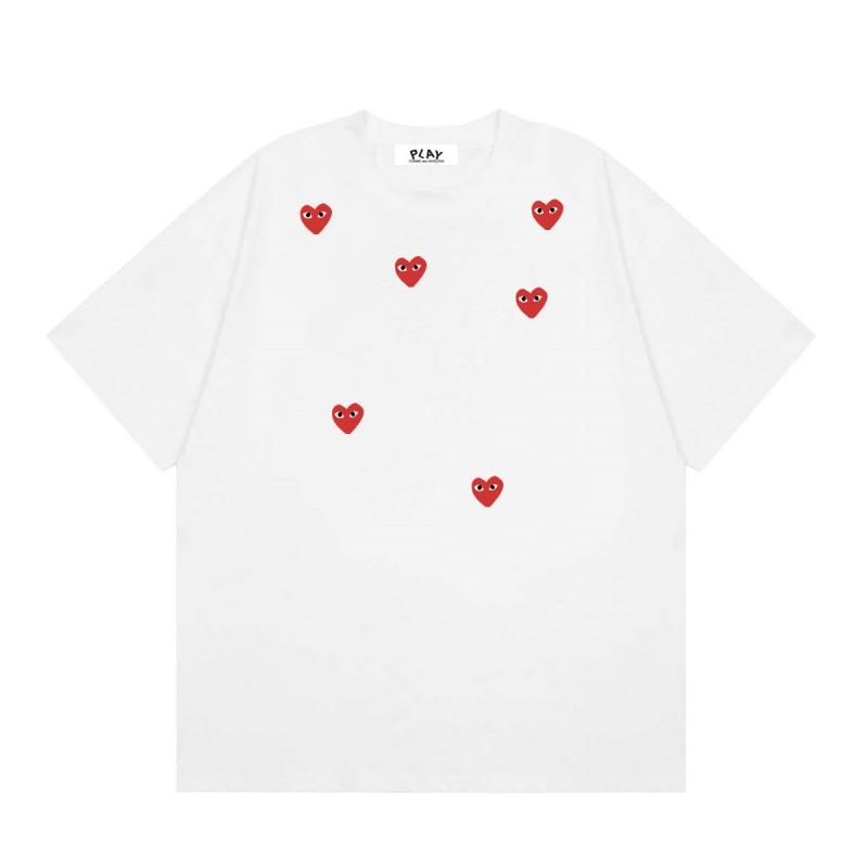 Unisex Casual Loose Fit Cotton T-Shirt With Heart Print Short Sleeve Tee Youth