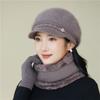 Women's Winter Velvet Thickened Cold and Warm Knitted Wool Hat Faux Rabbit Fur Hat Ear Protector Cap