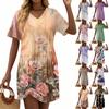 Женские летние повседневные платья с цветочным принтом и короткими рукавами, завязанным узлом на подоле