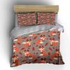 Cartoon Foxes and Leaves Pattern Bedding Duvet Cover Set Duvet Cover Pillowcases  (1*Duvet Cover 2*Pillowcases, without duvet insert)