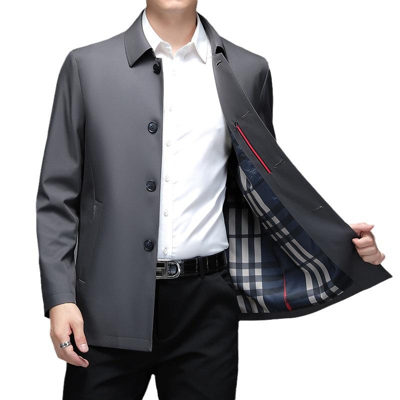 Весенняя новинка, пиджак с лацканами, однотонный тонкий однобортный пиджак, мужская повседневная куртка для папы